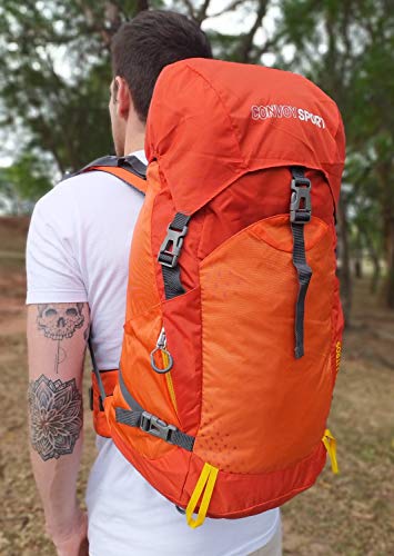 MOCHILA RESISTENTE 35L IMPERMEÁVEL CAMPING TRILHA VIAGEM PESCA MOTOBOY Cor:Laranja