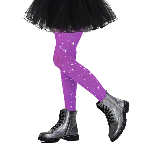 Image of Girls Sparkle Fishnet Tights Glitter Tights for Kids Toddler Rhinestone Stockings Halloween Star Pantyhose