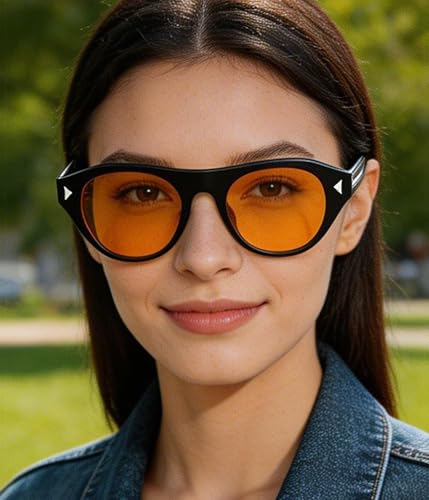 Image of EYLRIM Retro Oval Cat Eye Sunglasses for Women Men Trendy Flat Top Narrow Cateye Shades UV400 Protection