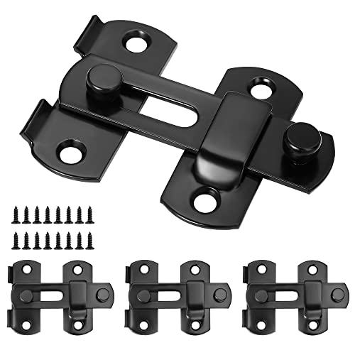 Iniret 4 Packs Barn Door Latches，2.75” X 2.02” Black Stainless Steel Barn Gate Flip Door Latch Bi-Fold Door Lock,Sliding Door Antique Lock Gate Latches Wine Cabinet Closet Door Latches #TOP4