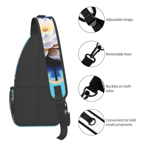Mochila cruzada de flores estilo asiático para senderismo unisex miniatura 5