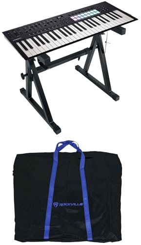 Audiosavings Bundle: Novation LAUNCHKEY 49 MK4 49-Key USB MIDI Ableton Live Keyboard Controller Bundle with Rockville Z50 Z-Style Pro Keyboard Stand+Travel Bag - Adjustable Height + Width (2 Items)