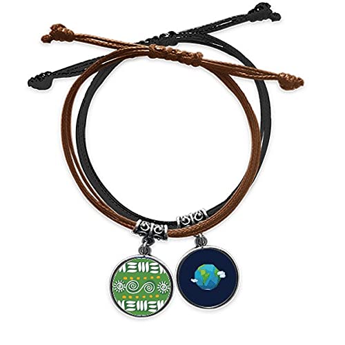 Pulsera con tótems de México en cuero trenzado y amuleto de la antigua civilización maya