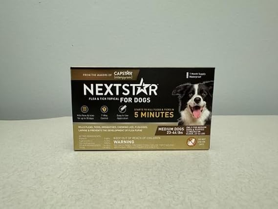 NEXTSTAR Flea and Tick Prevention for Dogs, Repellent, and Control, Fast Acting Waterproof Topical Drops for Medium Dogs, 3+1 Month Bundle