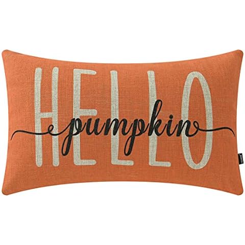 TRENDIN Hello Pumpkin Pillow Covers 12x20 inches Green Decorative Lumbar Throw Pillowcase Farmhouse Thanksgiving Autumn Decoration Cushion Case for Couch Sofa PL761TR Cover