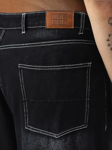 Image of Urbano Plus Men's Loose Baggy Fit Washed Jeans Non-Stretchable
