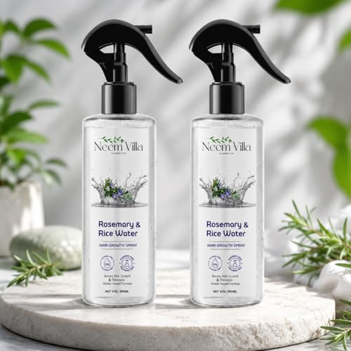 Image of Rosemary & Rice Water Hair Growth Spray - Natural Hair Care Solution for Thicker, Stronger Hair | Boost Hair Growth & Reduce Hair Fall (200 ml, Pack of 2)