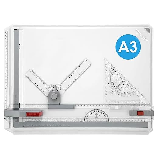 Himimi Tabla de Dibujo A3, Mesa de Dibujo, Mesa de Dibujo Multifuncional con Regla Transparente, Movimiento Paralelo y Sistema de medición Ajustable en ángulo para Ingenieros y Estudiantes