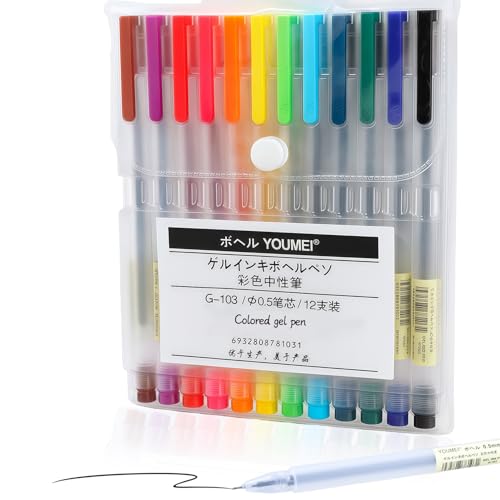 AYHYHLJZJ - Lote de 12 bolígrafos de punta fina (0,5 mm), bolígrafos de gel de calidad superior, ideales para escritura, ocio creativo y bala diaria, varios colores incluidos