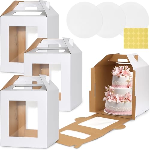 3 Pack Tall Cake Box for Tier Cake with Cake...