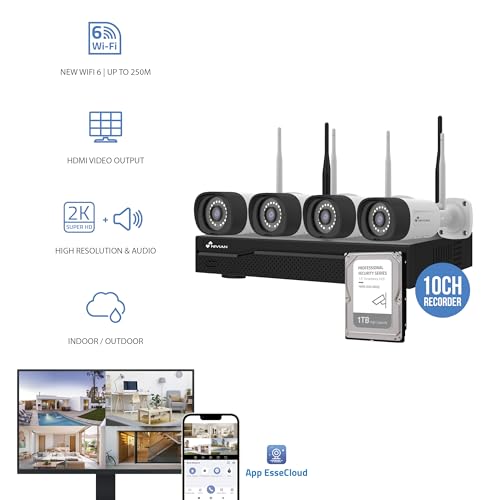 NIVIAN WLAN-Kamera-Set, Überwachungskamera Set, KI-Personenerkennung, Zwei-Wege-Audio, Nachtsicht, EseeCloud-App, HDMI-Ausgang für TV/Monitor (10 Kanäle - 4 Kameras - 1TB, Set mit 1TB Festplatte) – Bild 2