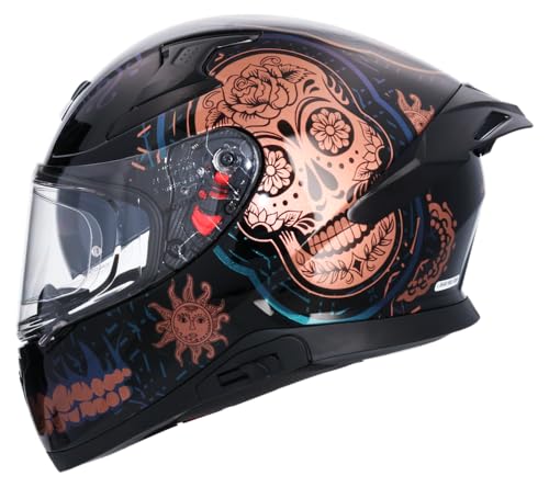 AXOR Helmets Casco Integral Apex Trance Negro y Dorado con Pintura Camaleónica Totalmente Homologado (S 55/56)