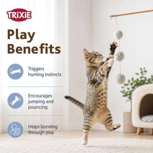 Image of Trixie Playing Rod with 3 Balls, 35 Cm, Pack of 4