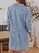 Sidefeel Womens Smocked 3 4 Sleeve Button Down Denim Jeans Dresses X-Large Sky Blue