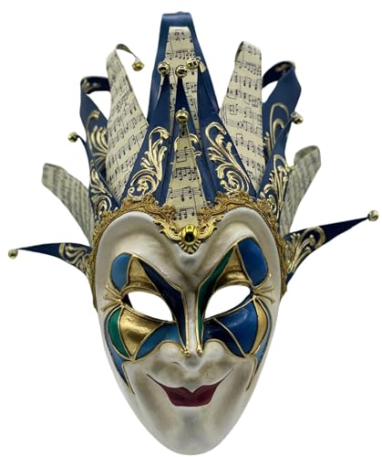 Photo de Générique Masque de joker bleu, porté par le DJ Boris Brejcha, masque venitien. à porter et de décoration.