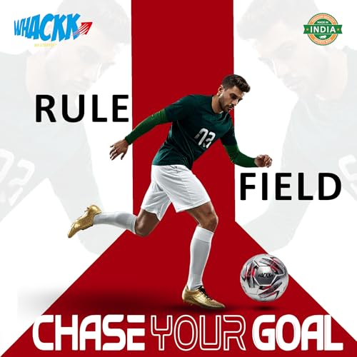 Image of WHACKK Kempes HT-CTPU Football Size 5 Soccerball Hand Stitched for Practice & Training - Original PVC Waterproof. 3 Layered Ideal Sports Ball for All Ages on Ground, Grass and Turf
