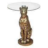 Matière : Verre Paris Prix Atmosphera Créateur d\'intérieur - Table d\'Appoint Design Wild Léopard 52cm Or
