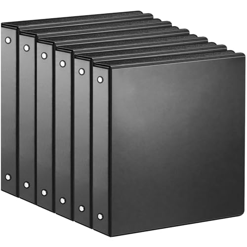 SUIN 1-inch 3 Ring Binder with 2 Interior Pockets 1Durable Binders Holds US Letter Size 8.5 x 11 Paper - Versatile Binders for Office Home and School Use 6 Pack Black