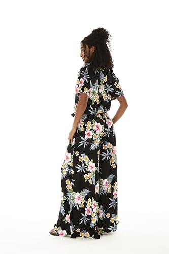 Image of Family Matching Hawaiian Clothes, Hibiscus Black | Black Hibiscus Print • Soft Rayon Fabric • Family Matching Outfits • Vacation Ready • Luau Party Wear
