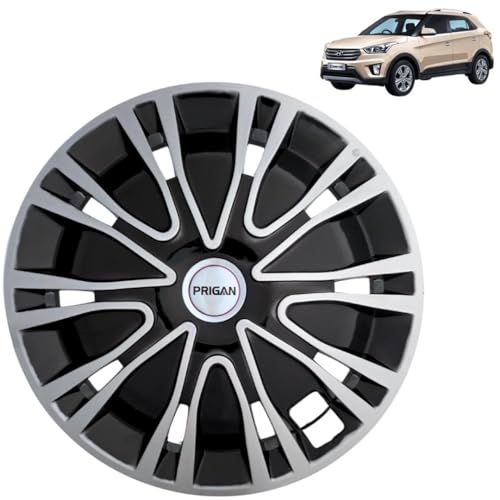 Image of PRIGAN Wheel Cover for Creta Black Silver Wheel Cover 16 inch for Hyundai Creta (Set of 4 Pcs) (Press Fitting) Model Name- Drive Black Silver 16