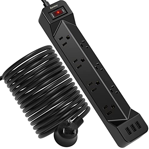 16.5FT Power Strip Surge Protector Flat Plug with USB, SUPERDANNY 7