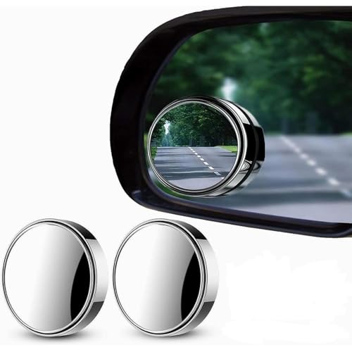 Image of Automaze 3R Blind Spot Mirrors, 2 inch Round HD Glass Convex 360 Wide Angle Side Rear View Mirror with ABS Housing for Cars SUV and Trucks, Silver, Pack of 2(3R-035) (Chrome)