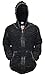 Shopoholic Fashion Mens Stonewashed Black Razor Cut Hippie Hoodie Gothic Jacket (L,Black)