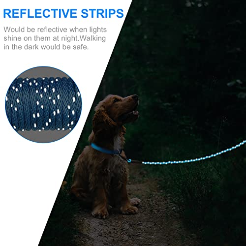 Joytale Reflektierend Schleppleine für Hunde, 15m Hundeleine mit Gepolsterten Griff und 2 Karabinerhaken, Nylon Lange Seil Trainingsleine für Welpen, Kleine Hunde, Blau