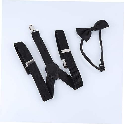 Academy Style Party Accessory Boys and Girls Elastic Band Set Boys Bow Ties and Suspenders Black Bowtie3