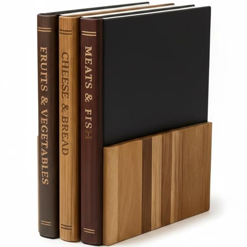 Book Cutting Board Set with Stand - Wooden Library Shaped