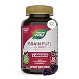 Nature's Way Brain Fuel Gummies, Brain Supplement for Focus and Memory Support,* Clinically Studied Cognigrape Supports Cognition,* Vitamins B6 & B12 Support Brain Function,* Grape Flavored, 60 Count