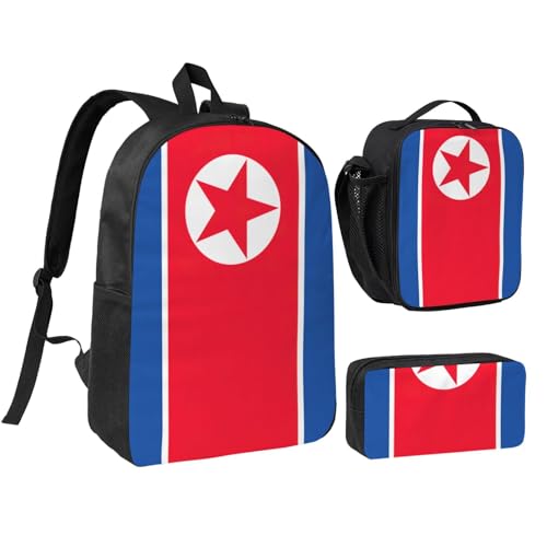 Sac à dos drapeau coréen 3 pièces avec boîte isotherme et trousse pour ne plus rien oublier