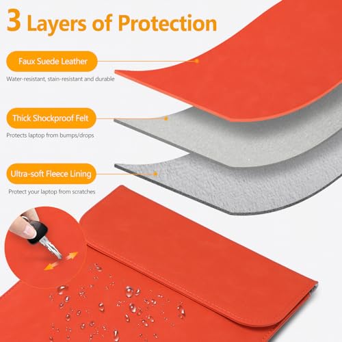 HYZUO 13 Inch Laptop Sleeve PC Case for MacBook Pro 13 M2 M1 2025-2016, MacBook Air 13 M4 M3 M2 M1 2025-2018, 13" iPad Pro/Air, Surface Pro, XPS 13, with Small Bag, Orange
