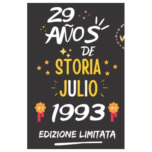 CUADERNO, 29 AÑOS DE HISTORIA JULIO 1993 EDICIÓN LIMITADA: Regalo de 29 cumpleaños para mujeres y hombres, ideas de 29 cumpleaños... un cumpleaños... ... regalo de 29 cumpleaños para él/ella.