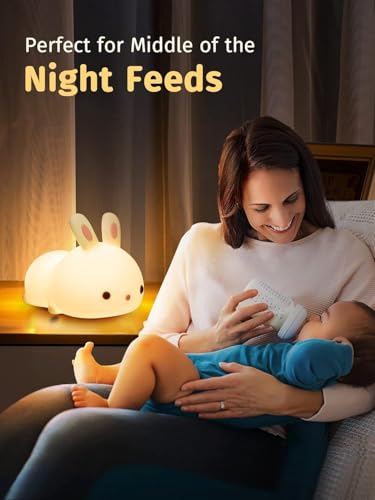 Image of GREEVA Night Lights for Girls Bedroom, Cute Night Light for Kids, LED Rechargeable Lamp, Gifts for Girls, Silicone Night Light Kids Cute Stuff (Bunny lamp)