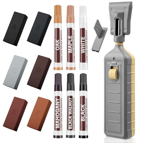 Image of Vinyl Laminate Hardwood Floor Repair Kit -6 Colors Floor Wax Wood Furniture Touch Up Marker Restore Any Scratches, Stains, Cracks, Hole for Floor, Door, Cabinet