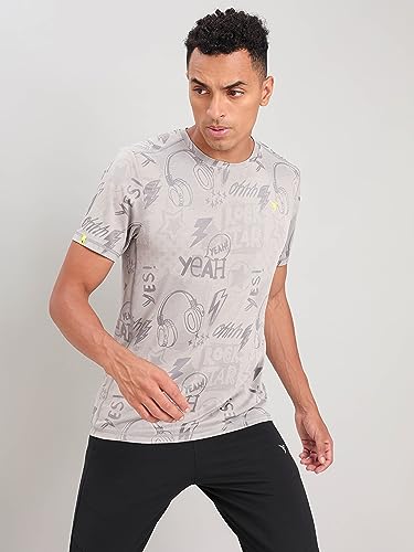 Image of TECHNOSPORT Men Polyester Regular Fit Half Sleeve Jacquard T-Shirt with Double Cool, Quick Dry & Anti Microbial for Sports, Running & Casual Use