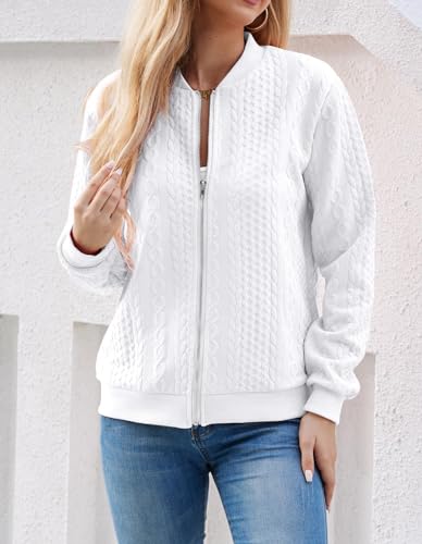 Women's Zip Up Cardigan Sweater Cable Hoodies Long Sleeve Jacket Outfits Crewneck Casual Coat4