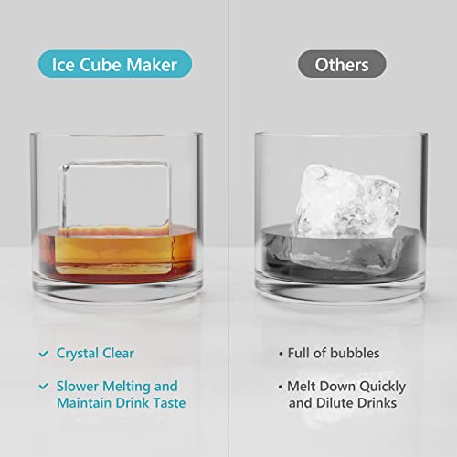 Smart&Cool Clear Ice Cube Maker | Crystal Clear Ice Cube Mold | 2 Square Ice Cubes Tray | Ice Tongs Included #TOP3