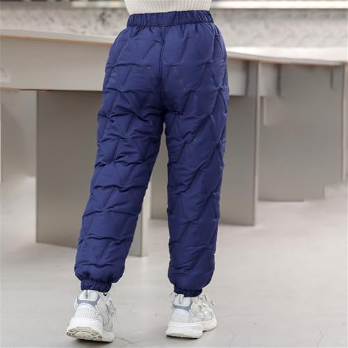 Kids Boys Girls Winter Snow Pants Thick Warm Fleece Lined Down Pant Toddler Solid Snowpants Elastic Waist Trousers4