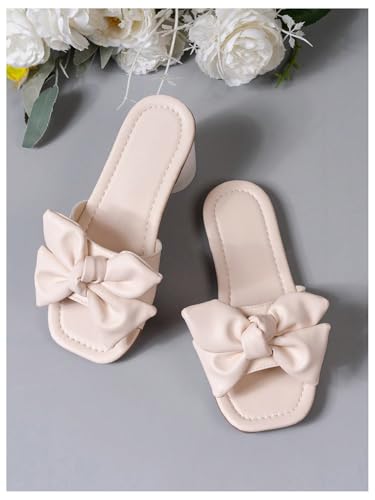Image of Verdusa Girl's Bows Square Toe Sandals Casual Summer Flat Sandal