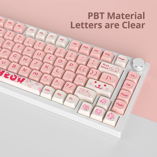 Image of 129 Keys PBT Keycaps Dye-Sublimation Keycap XDA Profile Custom Keycaps Anime Keycap Set for 60% 75% 100% MX Switches Mechanical Gaming Keyboard(Peach Cat)