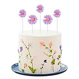 Keaziu 15PCS Daisy Cupcake Toppers Daisy Flower Cupcake Picks Flower Theme Spring Birthday Wedding Bridal Baby Shower Birthday Party Decoration Supplies Purple