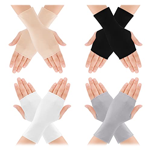 Yolev 4 pares de guantes sin dedos para mujer con protección solar UV en cuatro colores