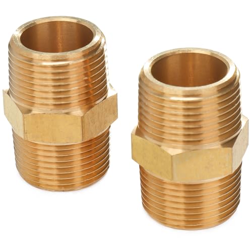 Tubo de latón hexagonal de 3/4 macho BSPT LTWFITTING para aire y combustible (paquete de 2) 2