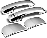 A-PADS 4 Chrome Door Handle Covers for Toyota TUNDRA DOUBLE CAB 2007-2017 - WITHOUT Passenger Keyhole