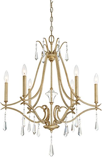 Minka Lavery 4446-582 Laurel Estate Crystal Chandelier Lighting, 6-Light 360 Watts, Brio Gold