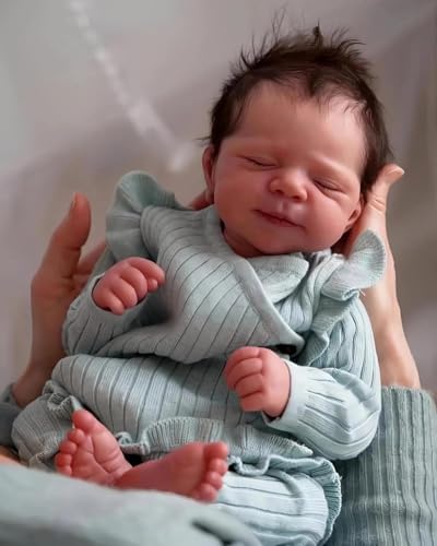 JIEBOTE Muñeca Reborn Realista de 45 cm - Cuerpo de Algodón Suave, Recién Nacido Lifelike con Cabello Implantado a Mano, Ponderada para una Sensación de Sostén Real, Regalo para Niños & Coleccionistas