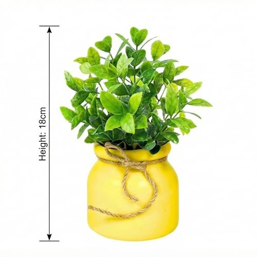 Image of Dekorly Artificial Potted Plants, Artificial Plastic Eucalyptus Plants Small Indoor Potted Houseplants, Small Faux Plants for Home Decor Bathroom Office Farmhouse (Matka Multi Color)