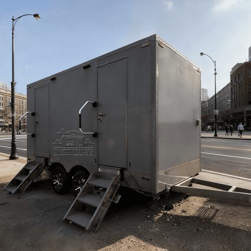 Mobile Outdoor Restroom Trailer with Private Bathroom and Handwashing Station for Temporary Installations